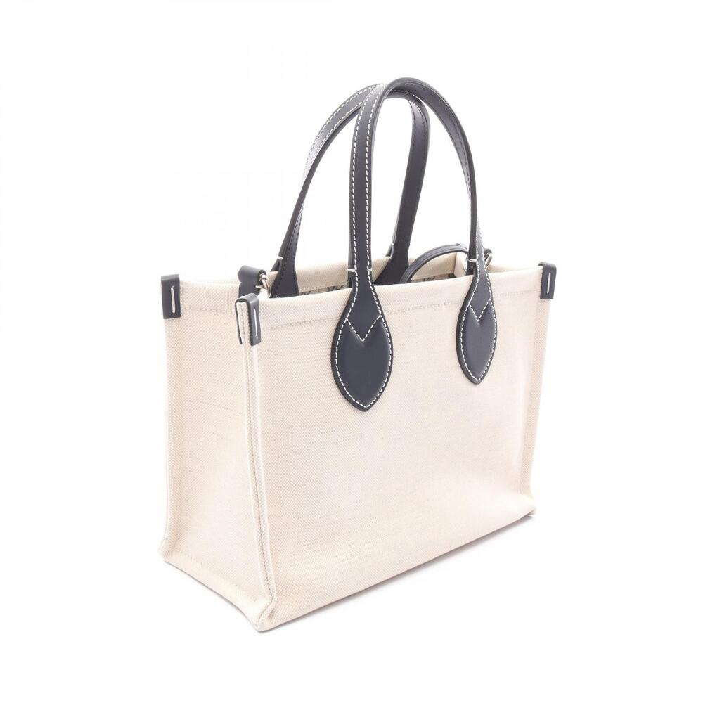 Gucci Tote Bag Canvas Leather Ivory White Navy Blue